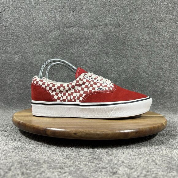 Vans Shoes - Vans ComfyCush Tear Check Women’s Size 8 Red White Athletic Skate Shoes Used